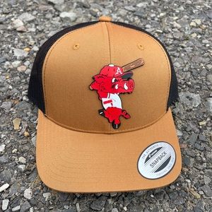 Ribby at Bat 3D YP Snapback Trucker Hat- Caramel/ Black